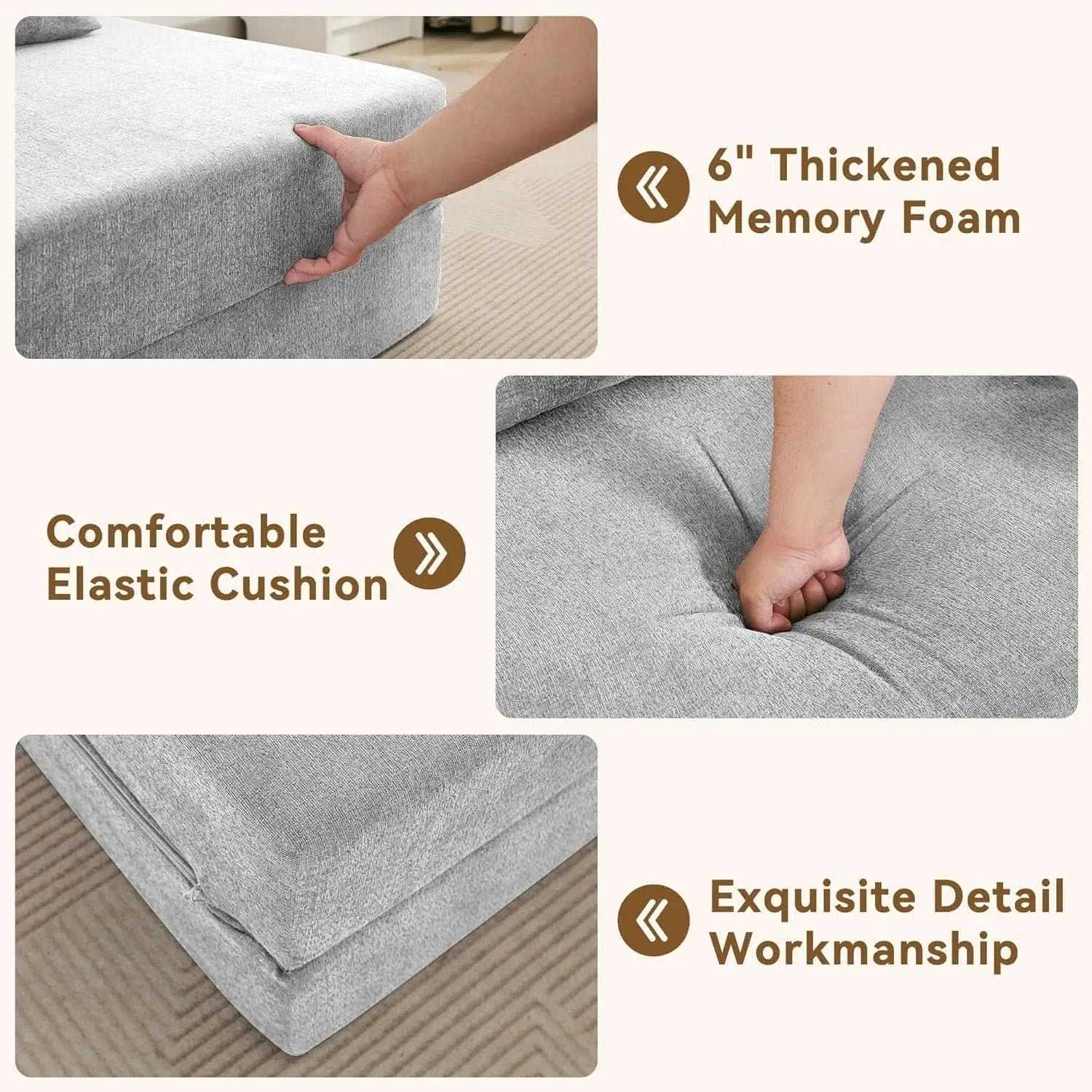 Folding Sofa Bed Convertible Couch with Memory Foam from PriceLows™