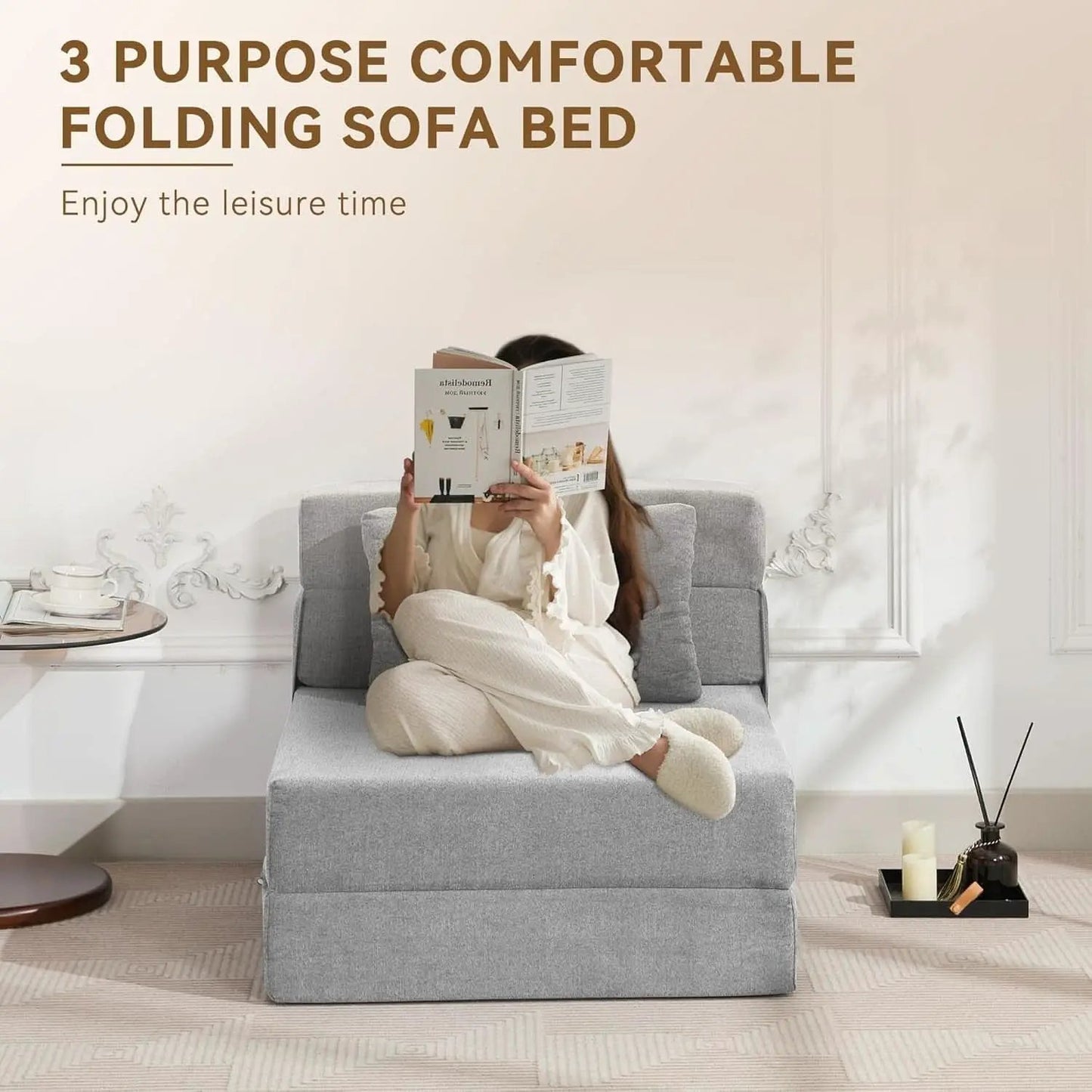 Folding Sofa Bed Convertible Couch with Memory Foam from PriceLows™
