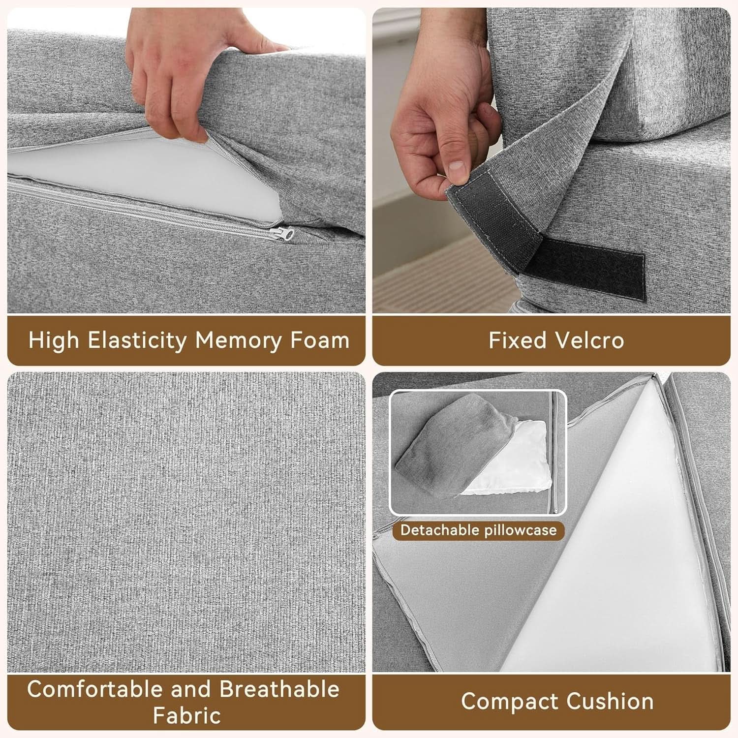 Folding Sofa Bed Convertible Couch with Memory Foam from PriceLows™
