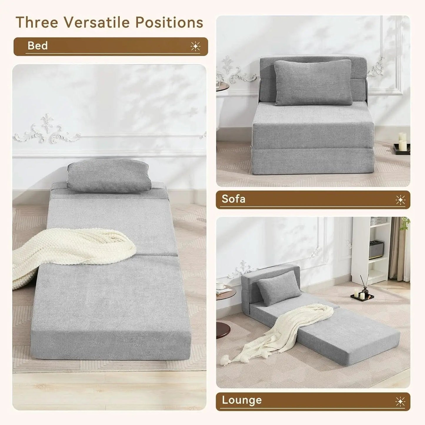 Folding Sofa Bed Convertible Couch with Memory Foam from PriceLows™