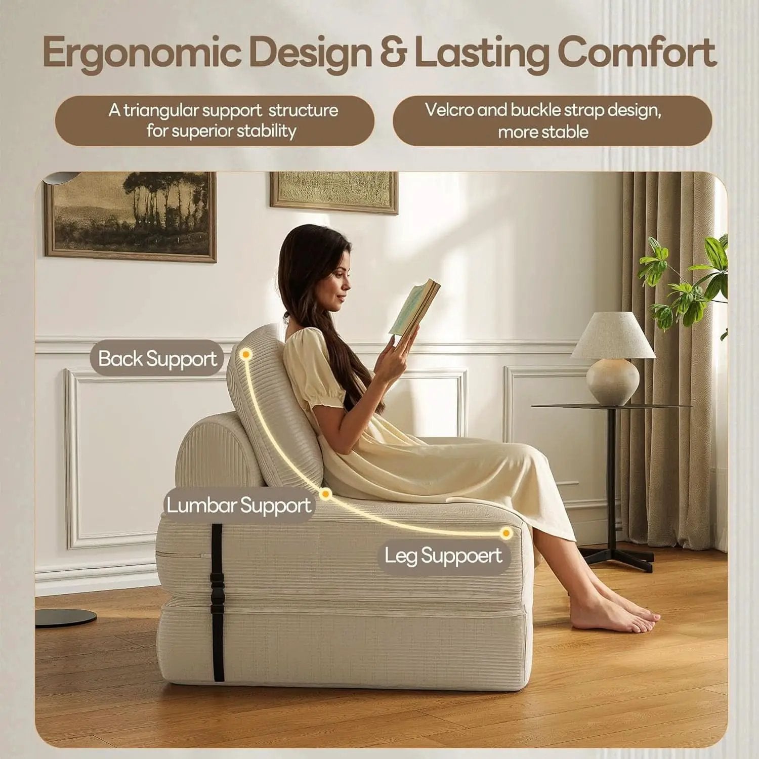 Folding Sofa Bed with Pillow for Comfy Lounge from PriceLows™