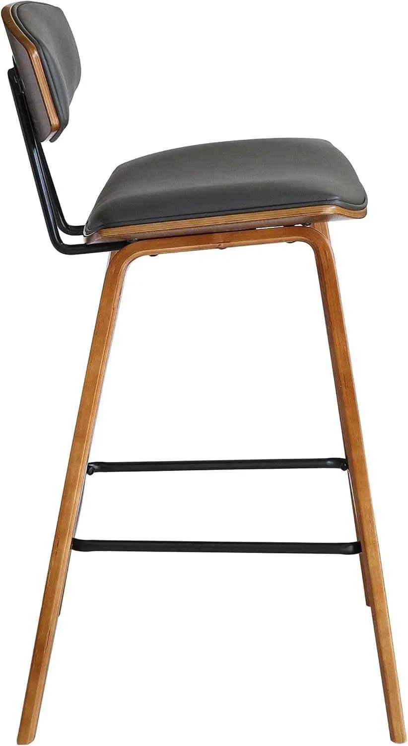 Fox Counter Height Grey Faux Leather Bar Stool Walnut Wood from PriceLows™