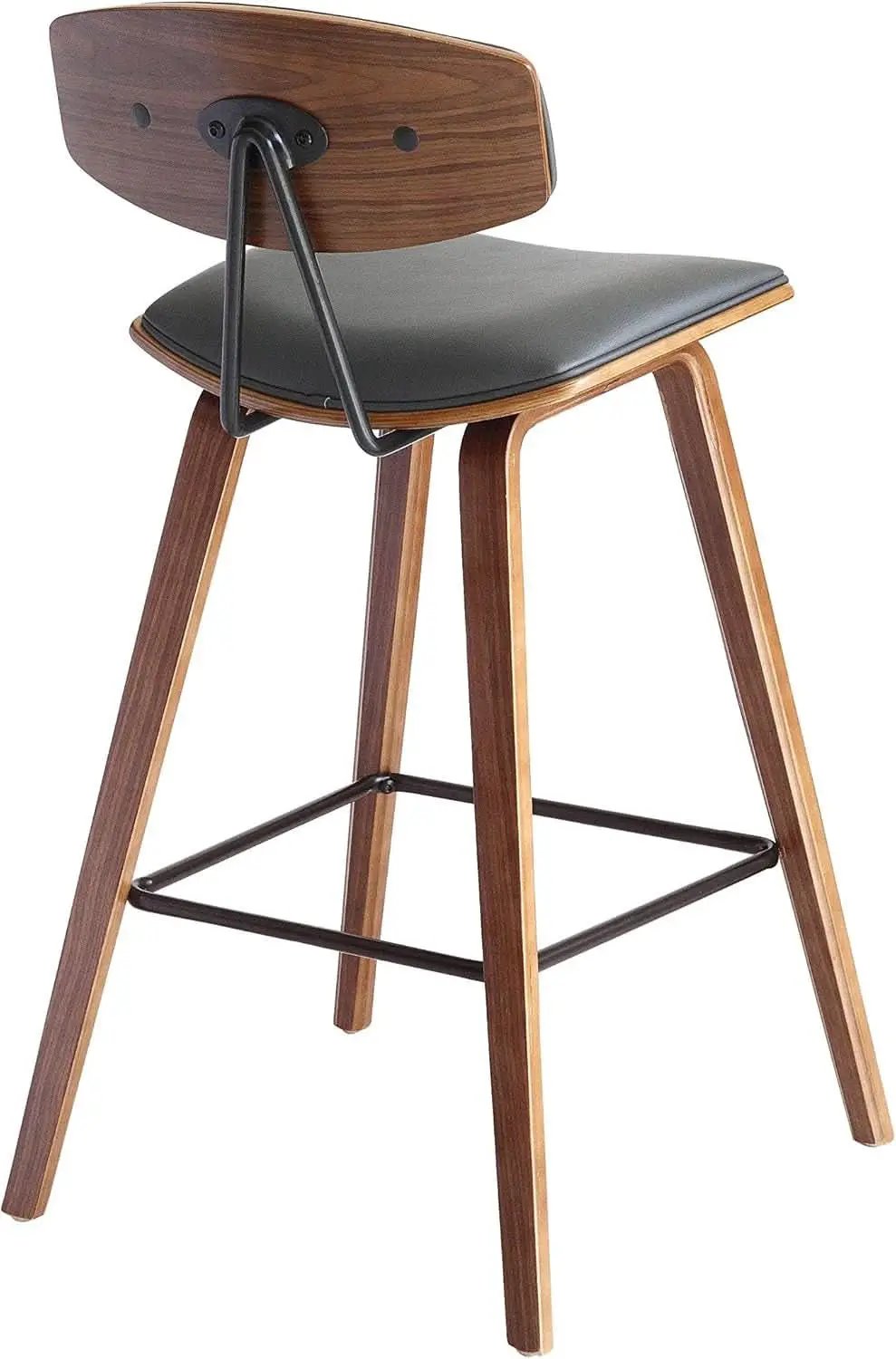 Fox Counter Height Grey Faux Leather Bar Stool Walnut Wood from PriceLows™