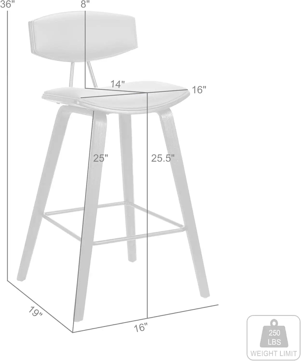 Fox Counter Height Grey Faux Leather Bar Stool Walnut Wood from PriceLows™