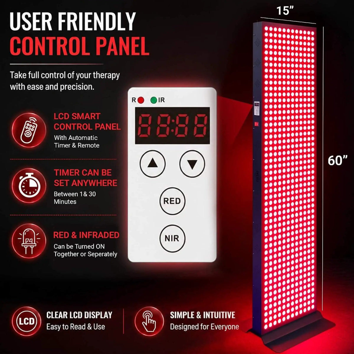 Full-Body Dual-Chip Clinical-Grade Red Light Therapy Panel | Home Use | Everyday Use | Home