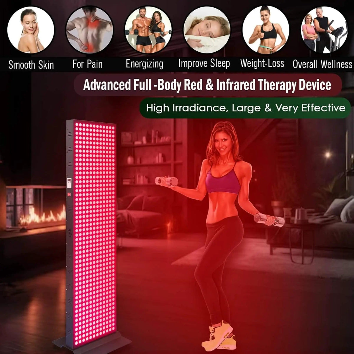 Full-Body Dual-Chip Clinical-Grade Red Light Therapy Panel | Home Use | Everyday Use | Home