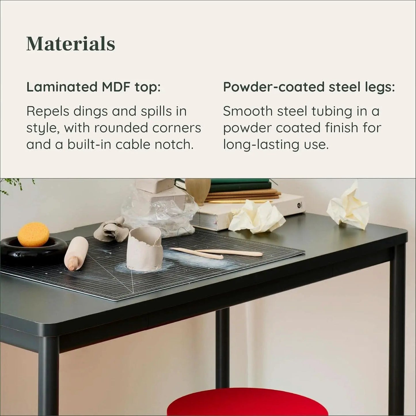 Functional Home Office Desk with Rounded Corners and Cable Notch from PriceLows™