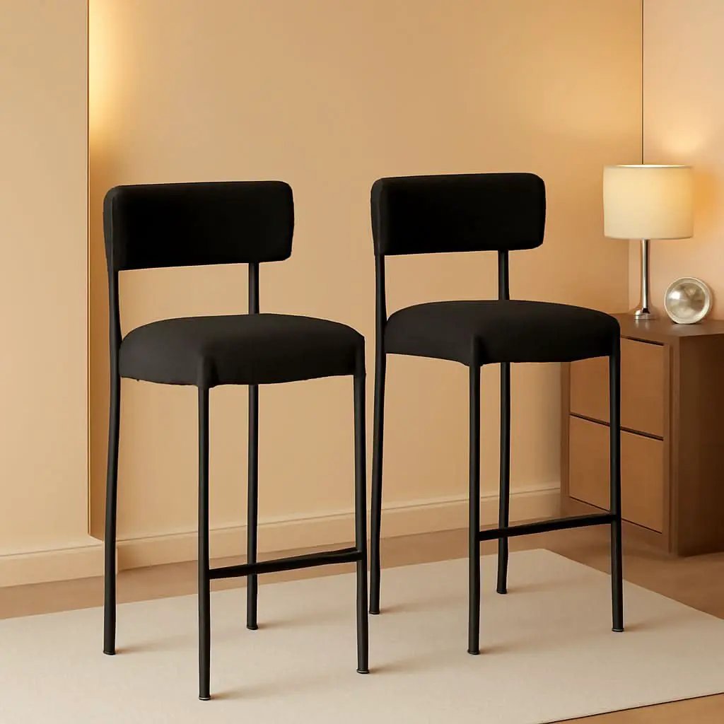24 Inch Bar Stools Set of 2 Boucle Upholstered Curved Back from PriceLows™