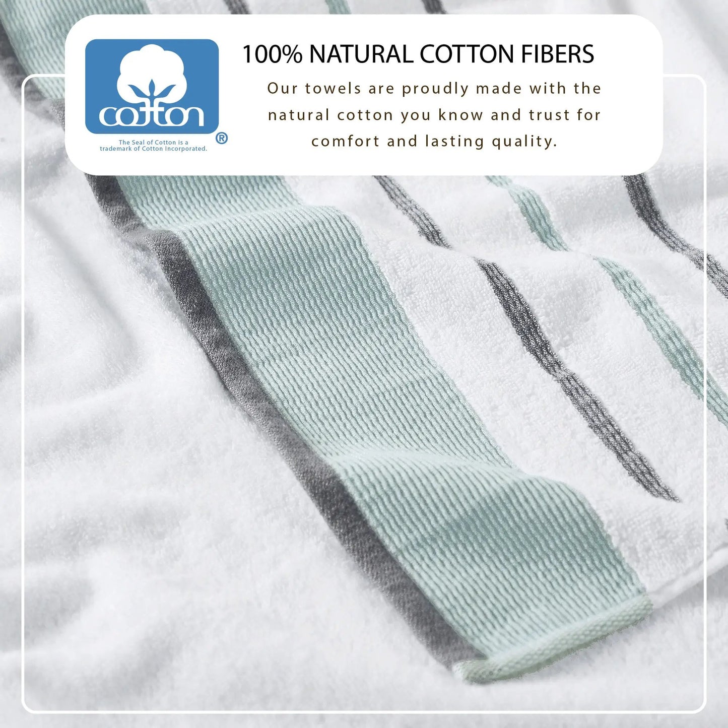 Decorative Cotton Stripe Bath Towel Set - Noelle Collection from PriceLows™