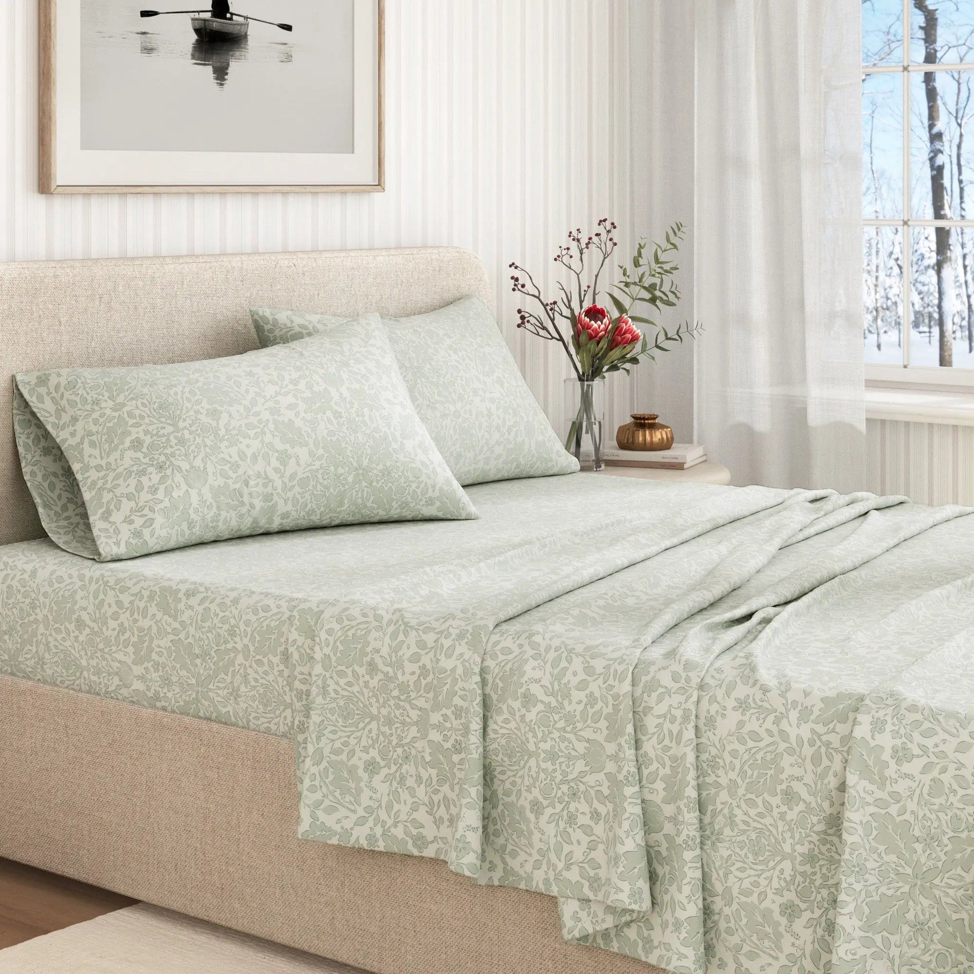 Turkish Cotton Flannel Sheet Set - Winter Floral Collection from PriceLows™