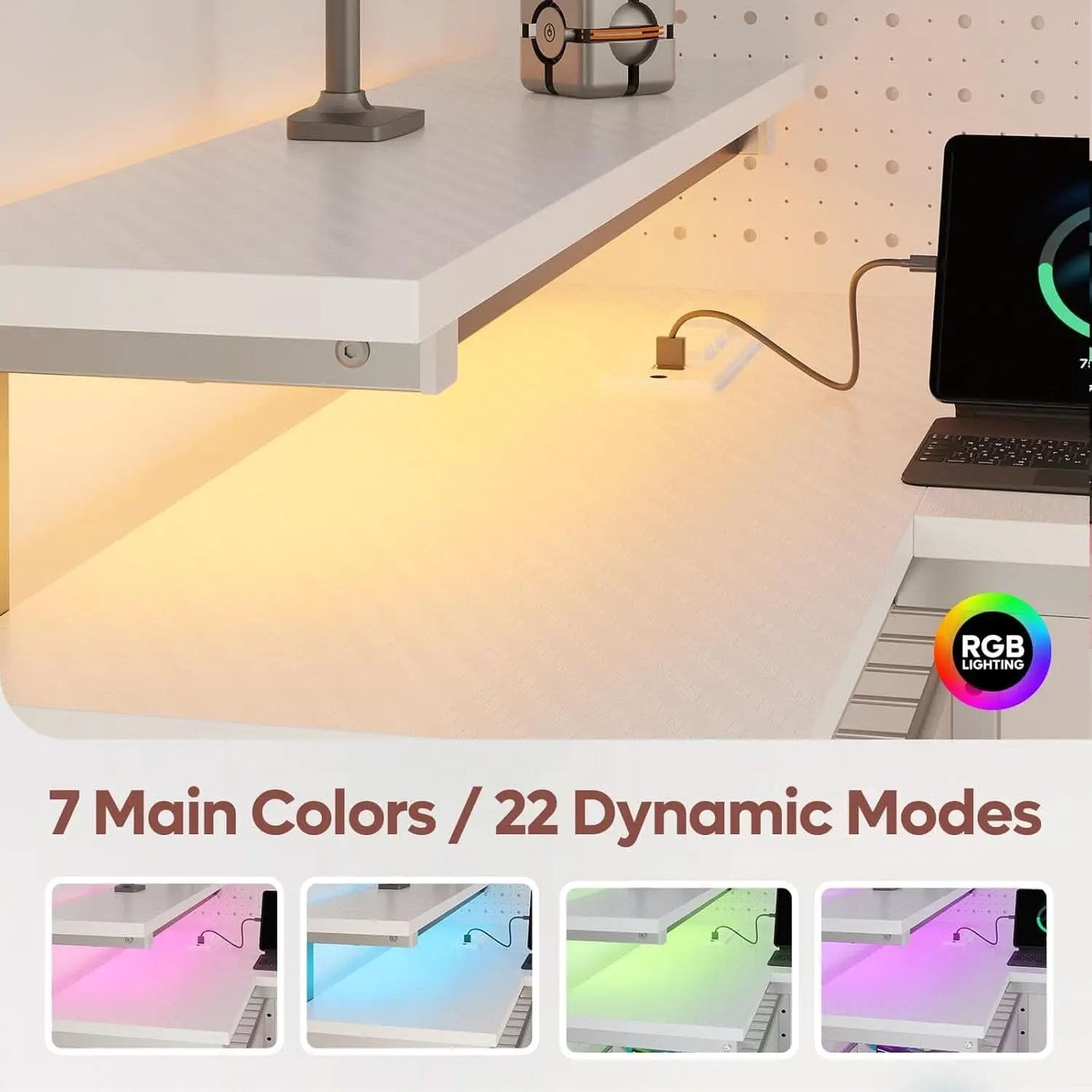 42 Inch L Shaped Gaming Desk With Integrated Power Outlets from PriceLows™