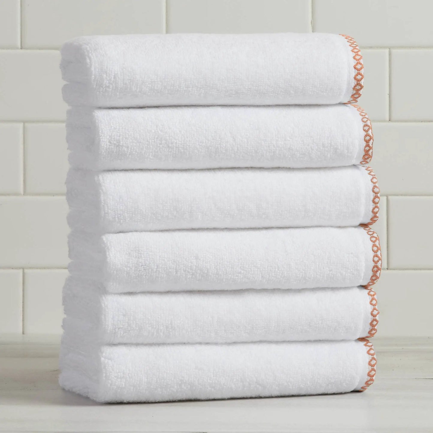 Cotton Border-Stitched 6-Piece Towel Set - Valery Collection from PriceLows™