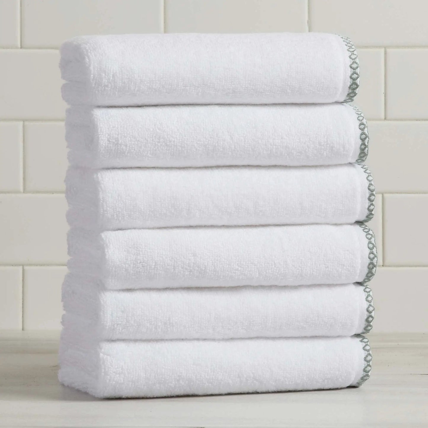 Cotton Border-Stitched 6-Piece Towel Set - Valery Collection from PriceLows™
