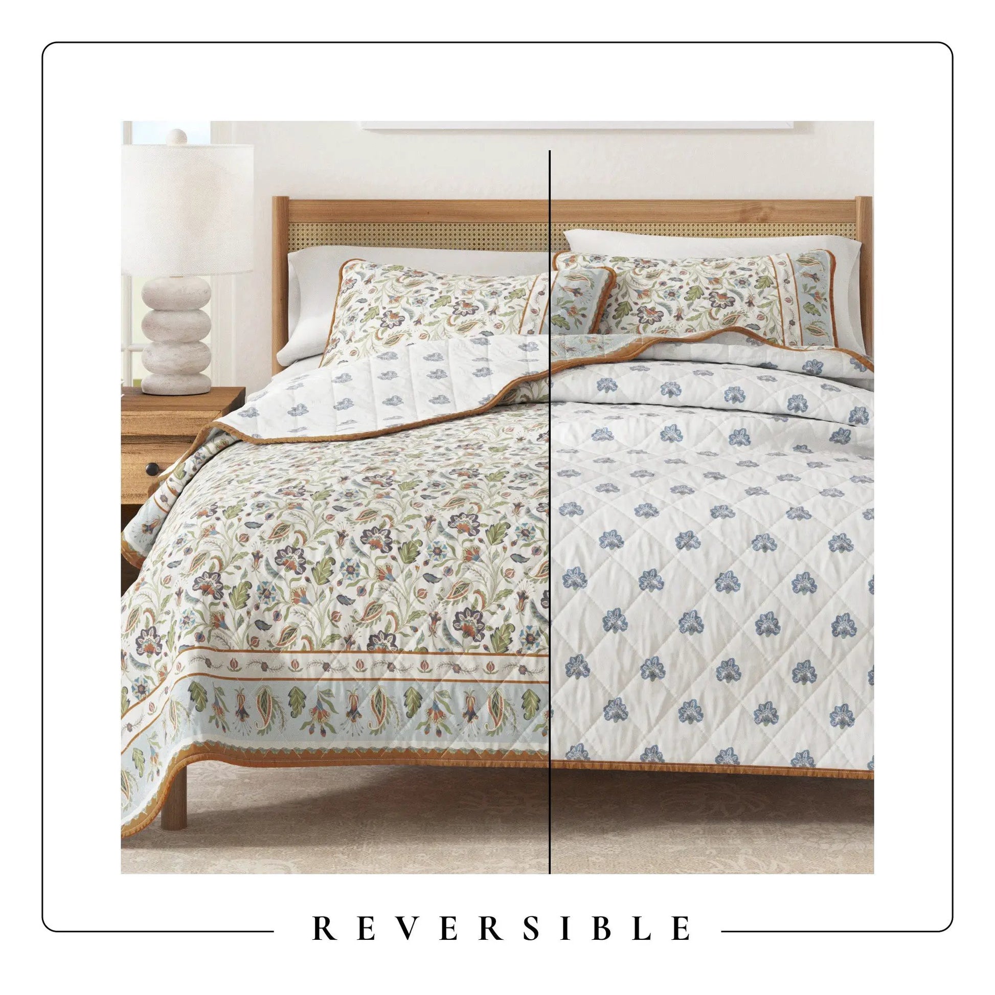 Floral Boho Printed Cotton Quilt Set - Indira Collection from PriceLows™