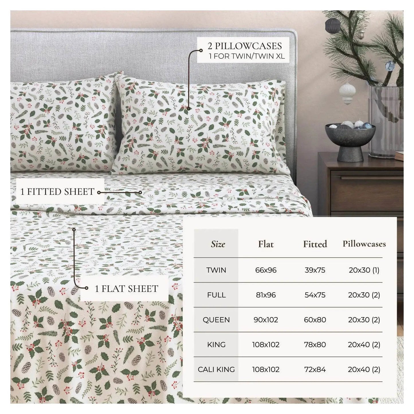 Turkish Cotton Christmas Flannel Sheet Set - Whittaker Collection from PriceLows™
