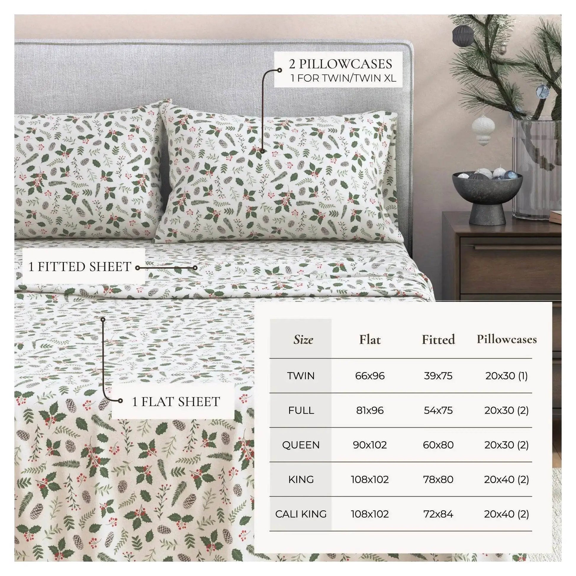 Turkish Cotton Christmas Flannel Sheet Set - Whittaker Collection from PriceLows™