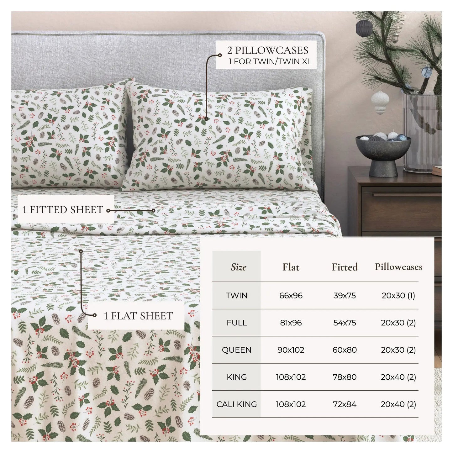 Turkish Cotton Christmas Flannel Sheet Set - Whittaker Collection from PriceLows™