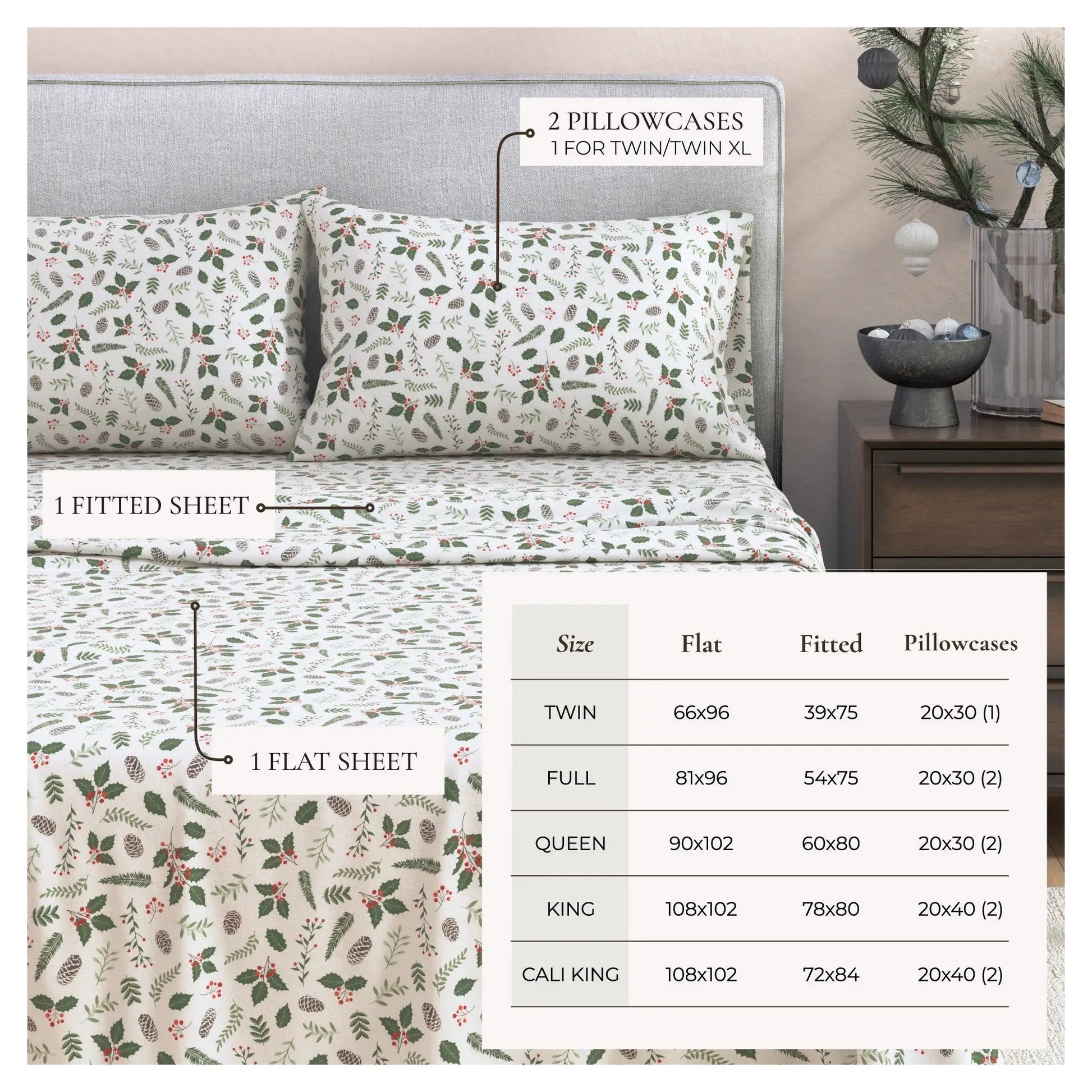 Turkish Cotton Christmas Flannel Sheet Set - Whittaker Collection from PriceLows™