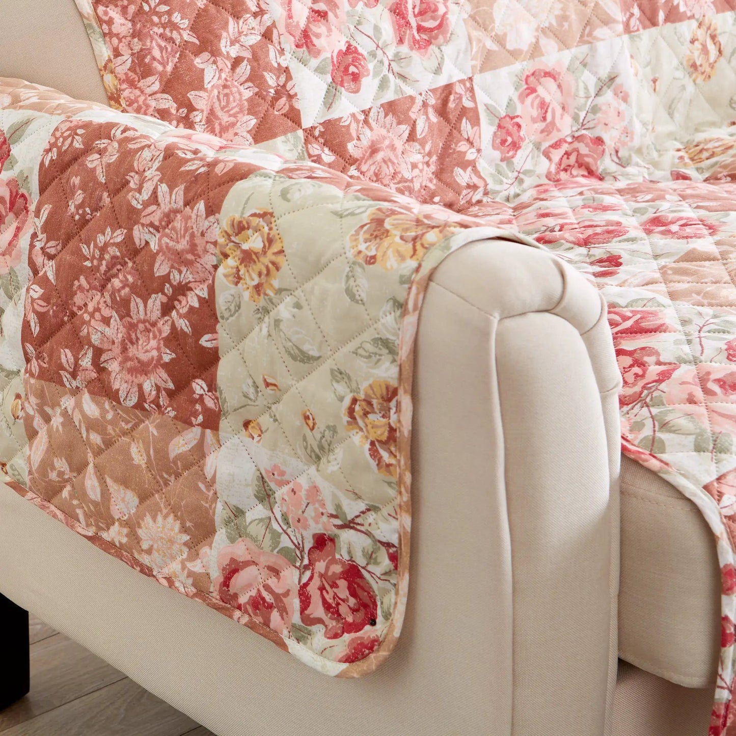 Reversible Floral Patchwork Furniture Protector - Maribel Collection from PriceLows™