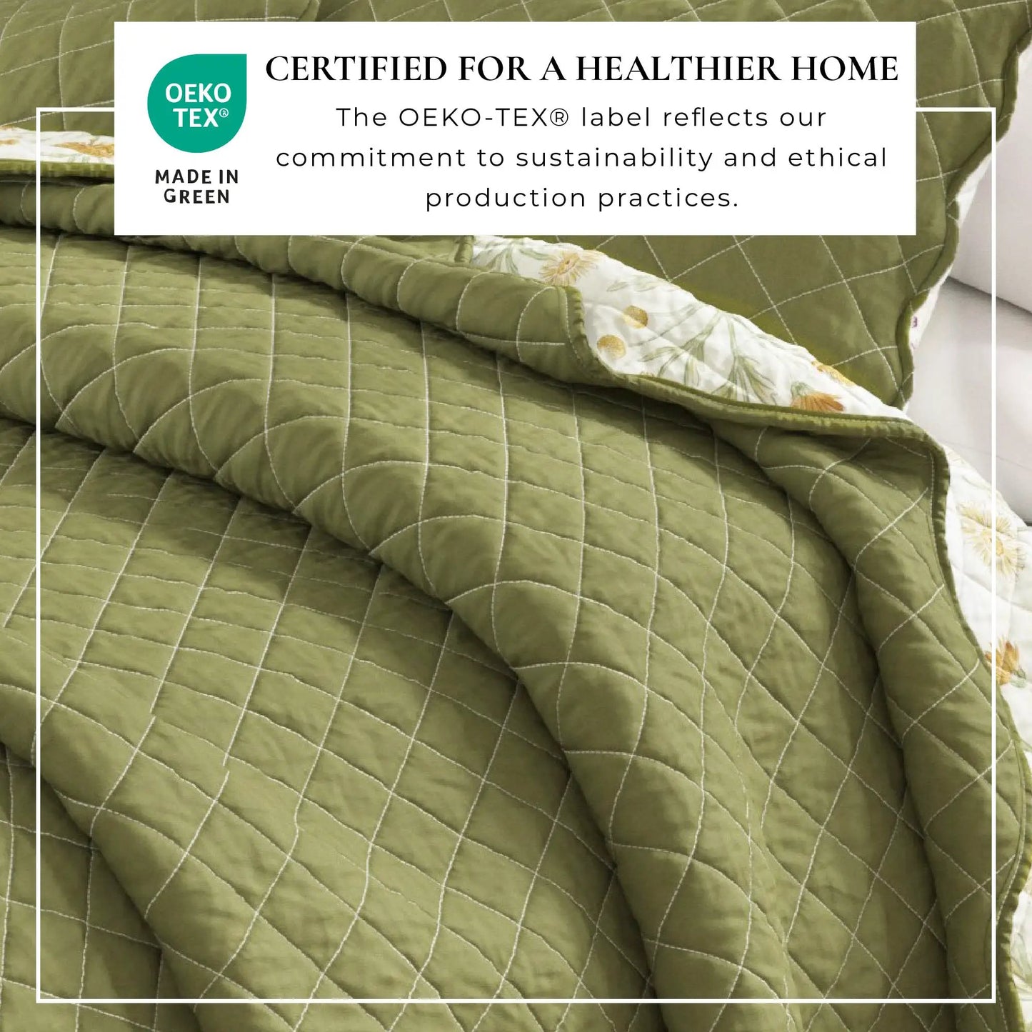 Floral Print & Scallopeded Edge Cotton Quilt Set - Illiana Collection from PriceLows™