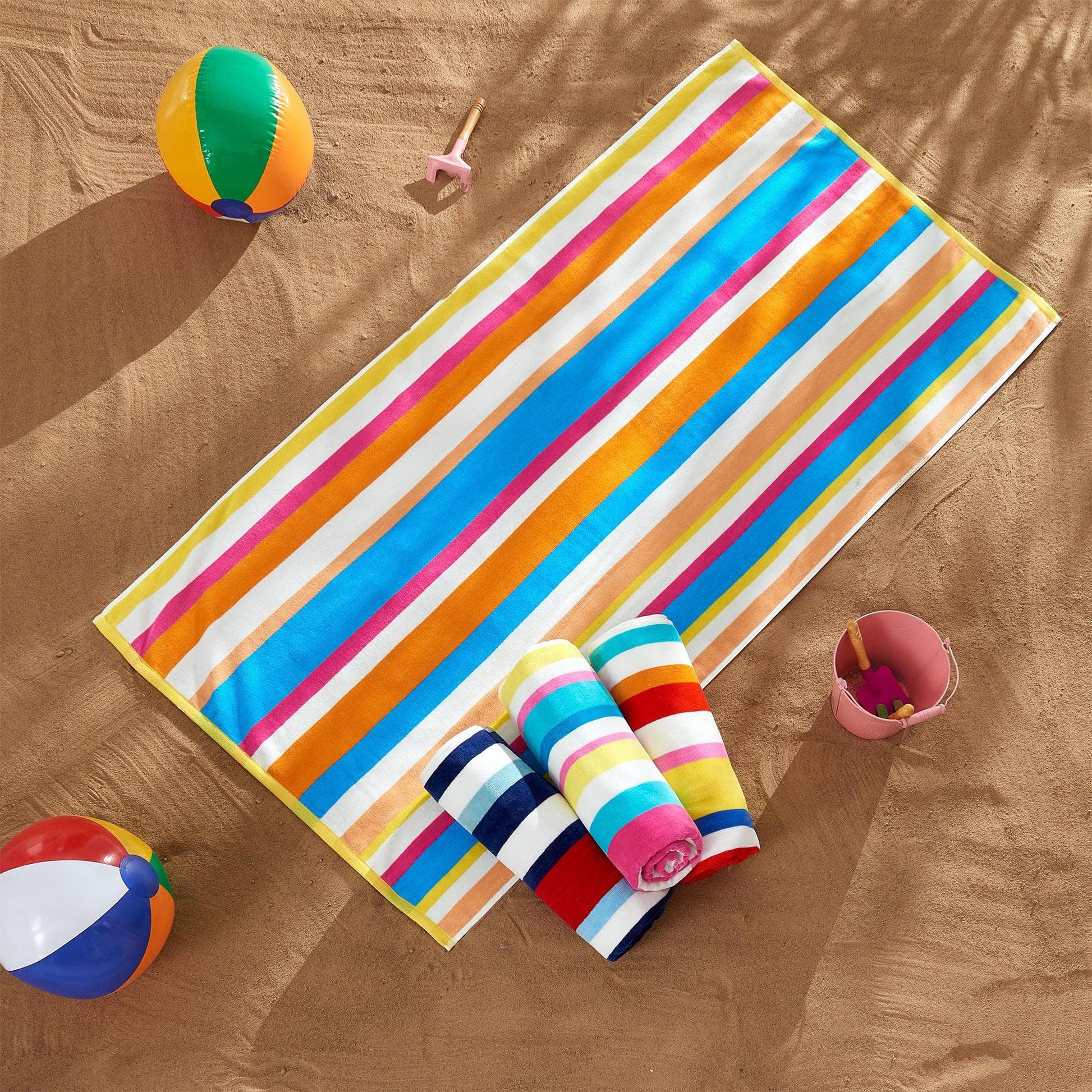 Cotton Velour Cabana Stripe Beach Towel - Novia Collection from PriceLows™