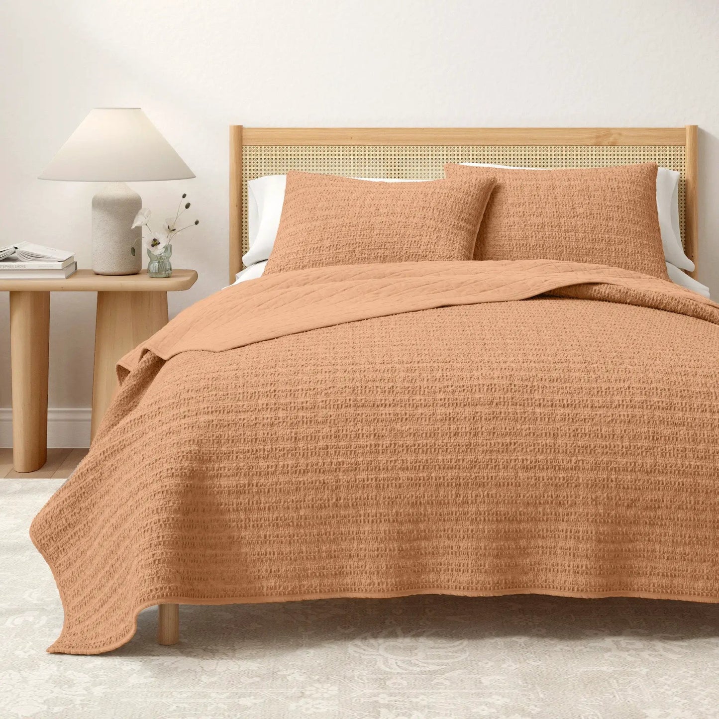 100% Cotton Honeycomb Waffle Garment Washed Quilt Set - Genevieve Collection from PriceLows™