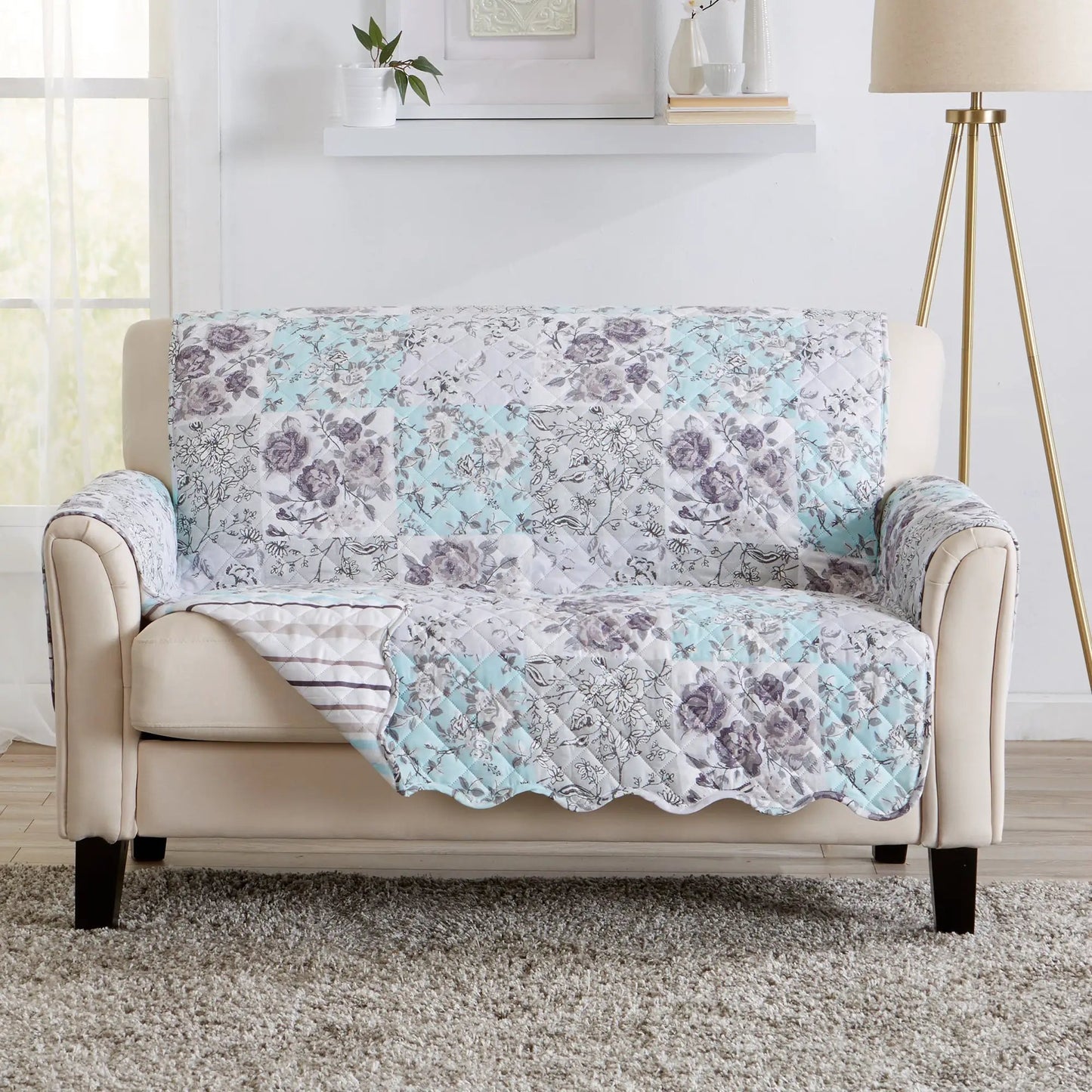 Reversible Floral Patchwork Furniture Protector - Maribel Collection from PriceLows™