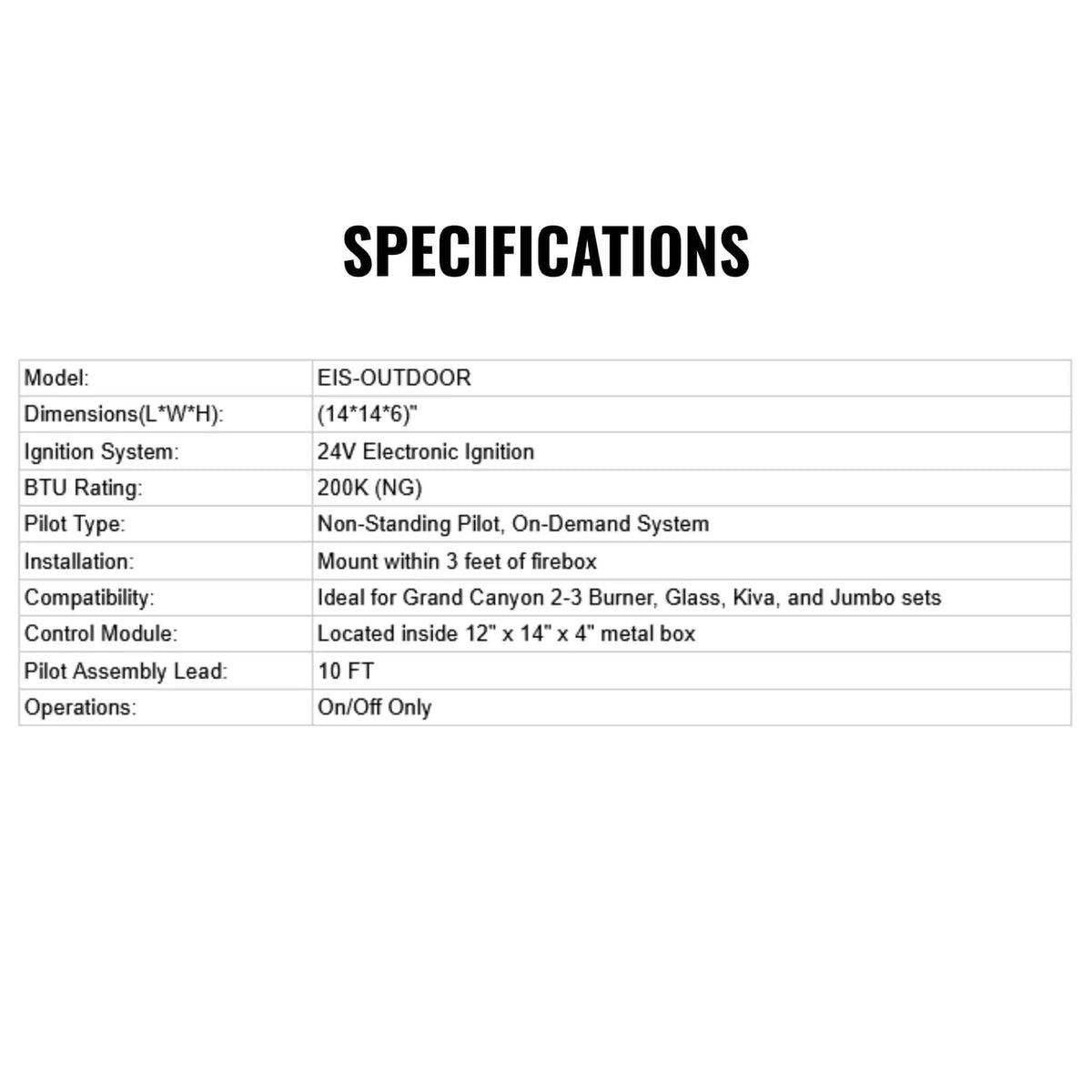 Grand Canyon NG 200K BTU Electronic Outdoor Ignition System Box With Valve | 000 BTU | Fire Burner | Outdoor Living