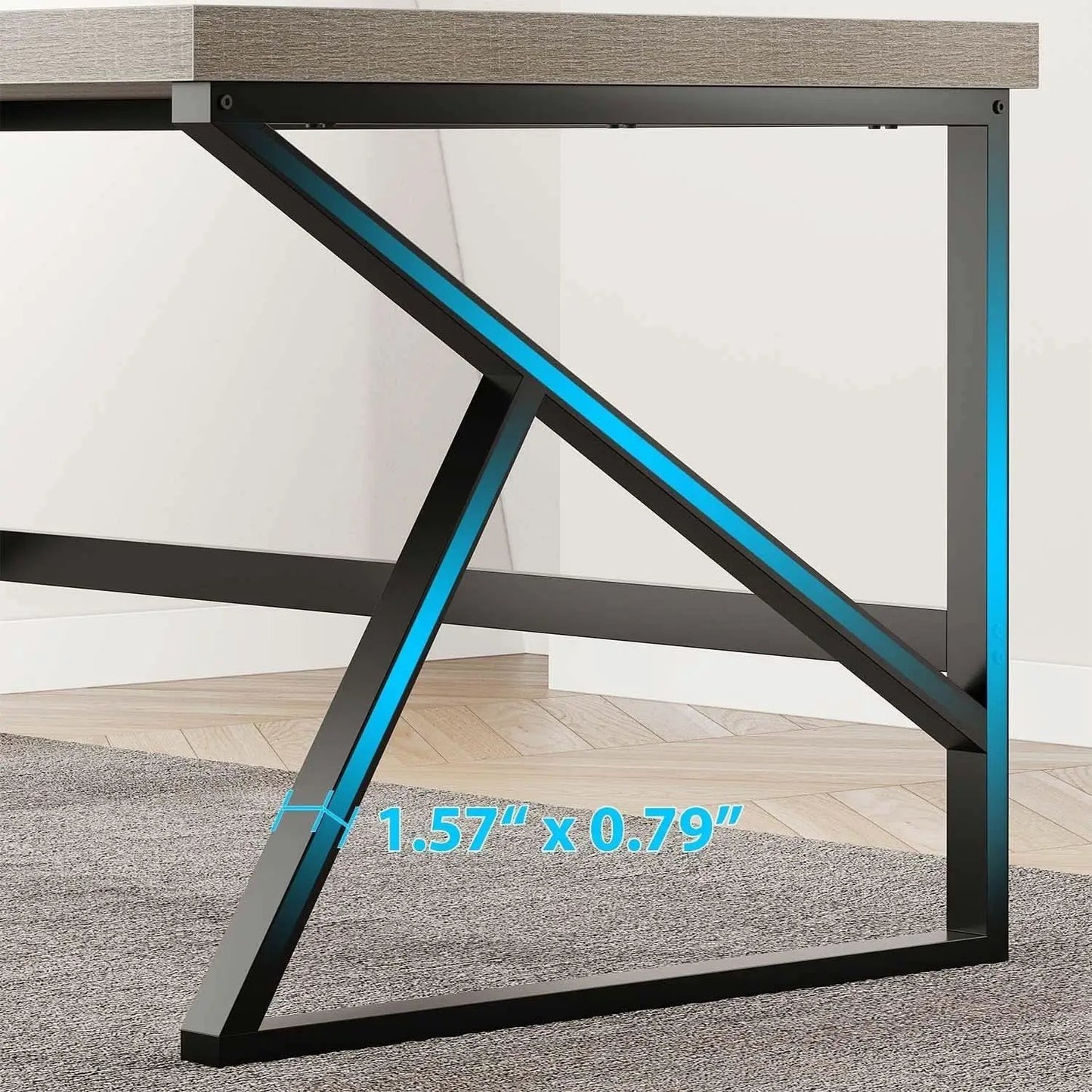 Gray Industrial Computer Desk for Home Office and Gaming from PriceLows™
