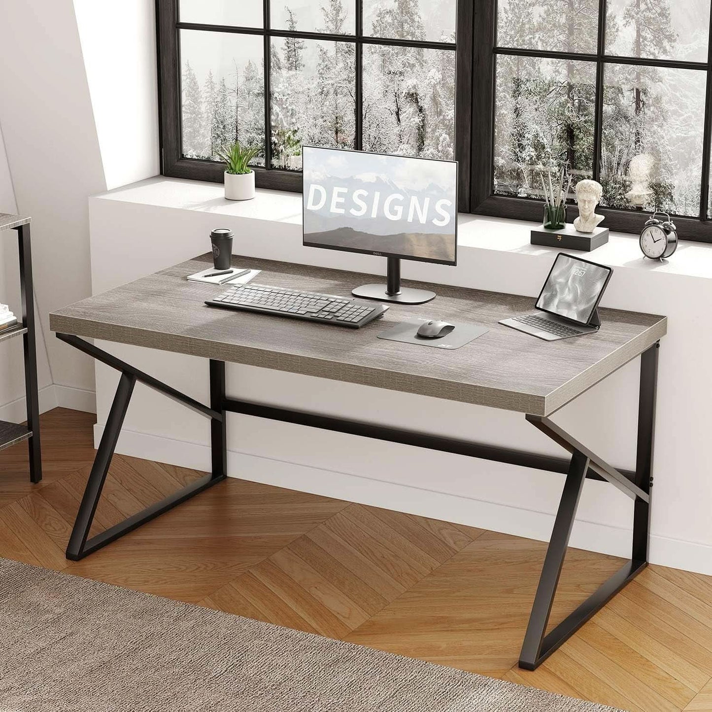 Gray Industrial Computer Desk for Home Office and Gaming from PriceLows™