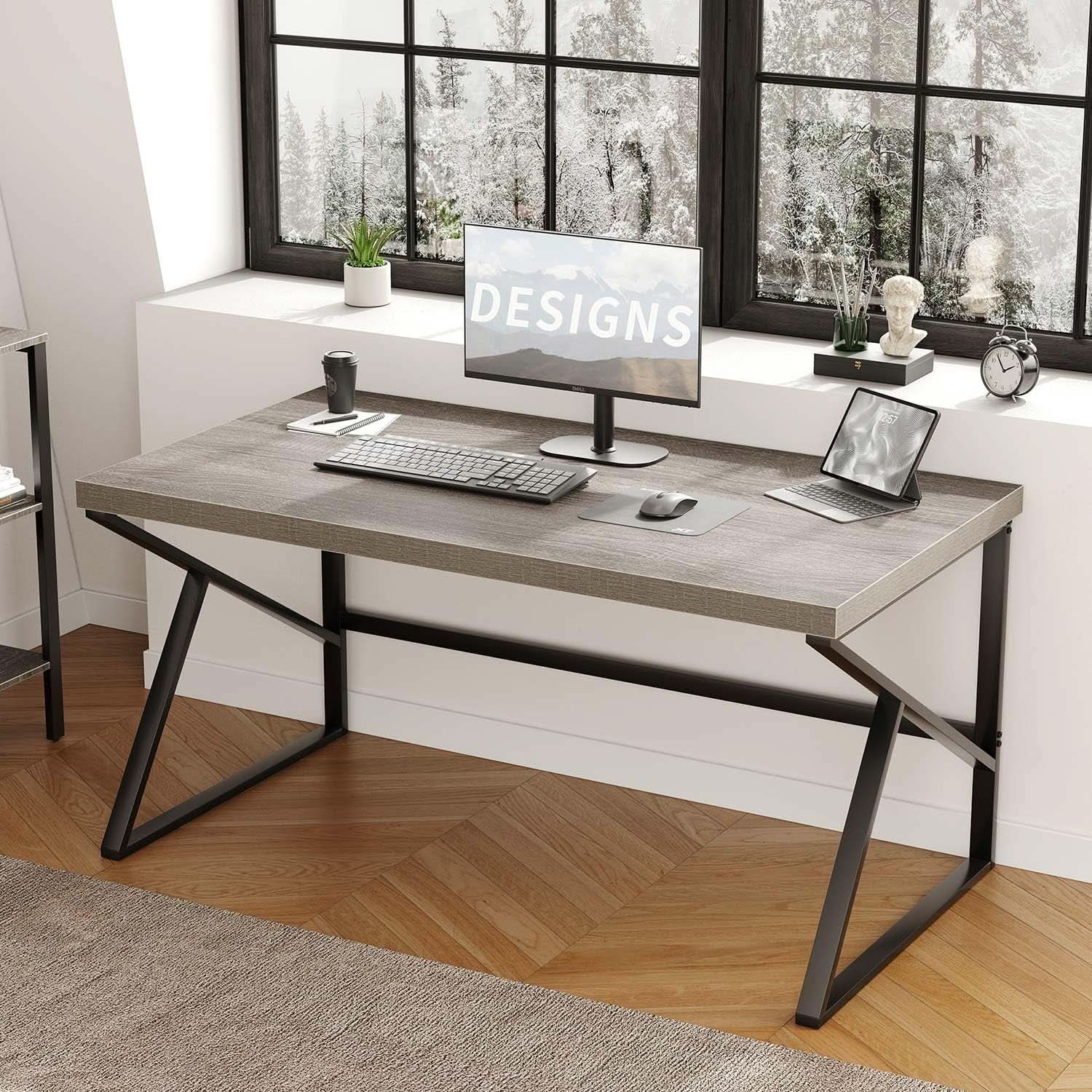 Gray Industrial Computer Desk for Home Office and Gaming from PriceLows™