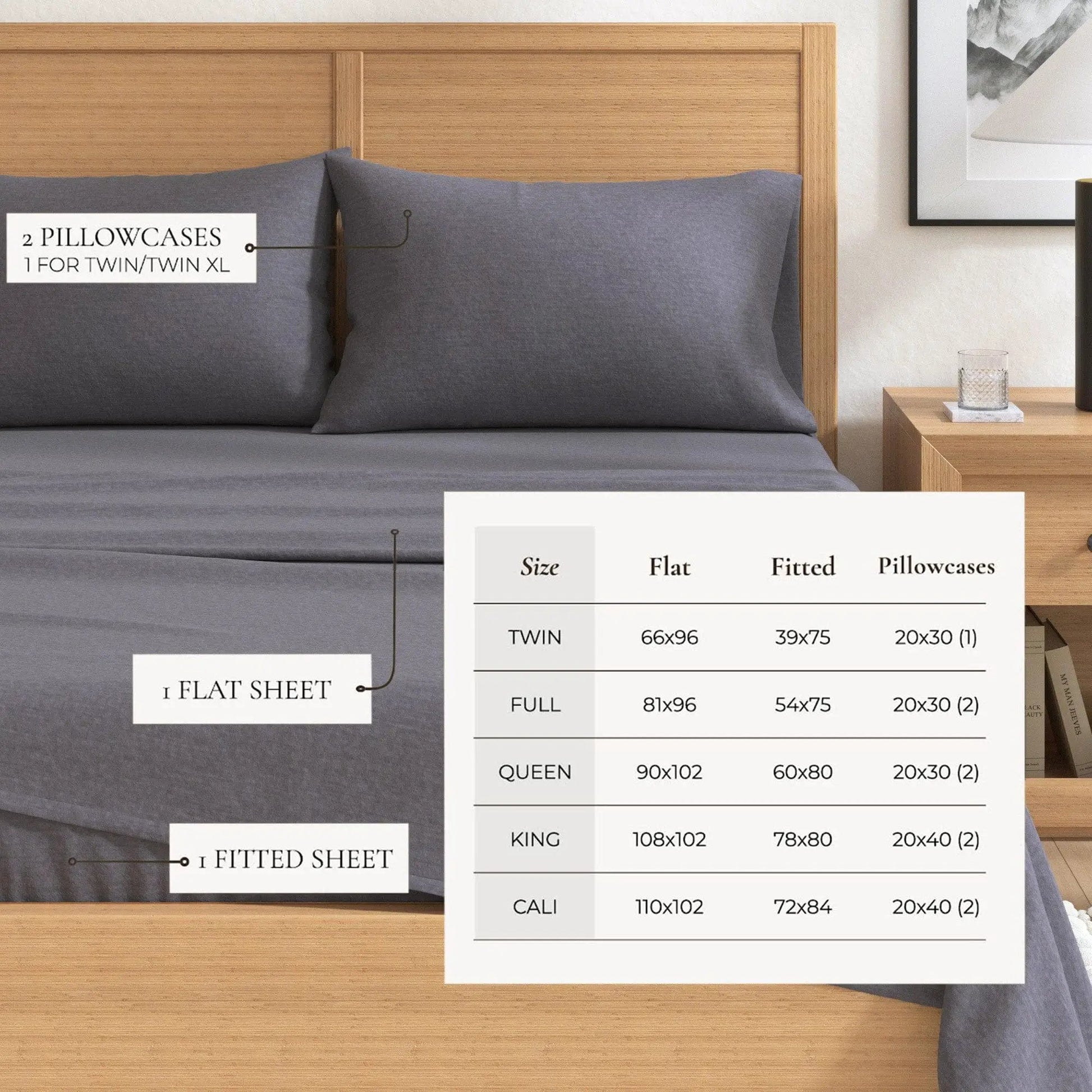 Heathered Solid Cotton Blend Flannel Sheet Set - Anders Collection from PriceLows™