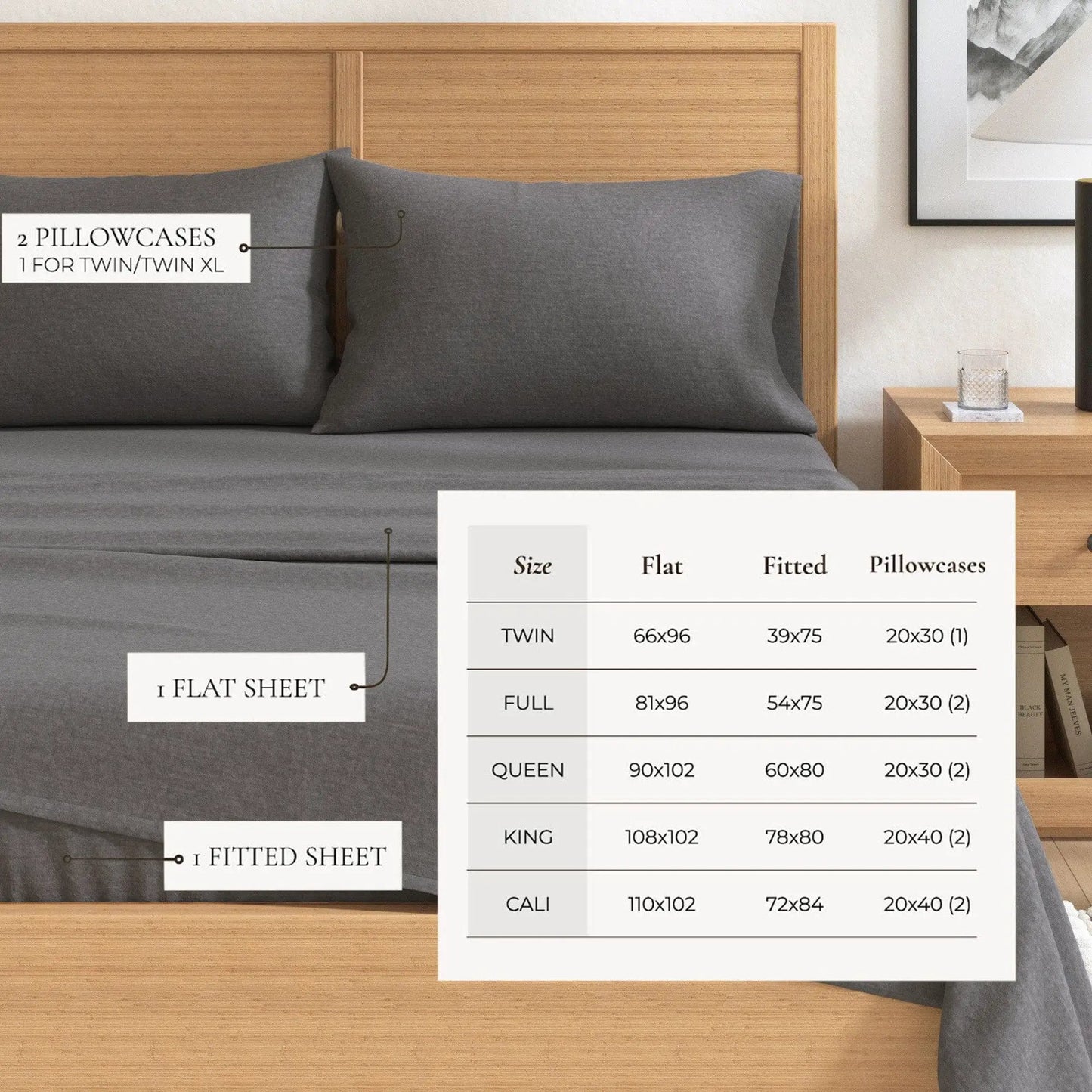 Heathered Solid Cotton Blend Flannel Sheet Set - Anders Collection from PriceLows™