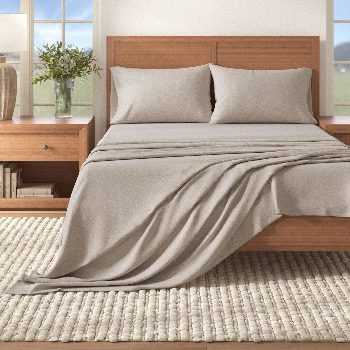 Heathered Solid Cotton Blend Flannel Sheet Set - Anders Collection from PriceLows™