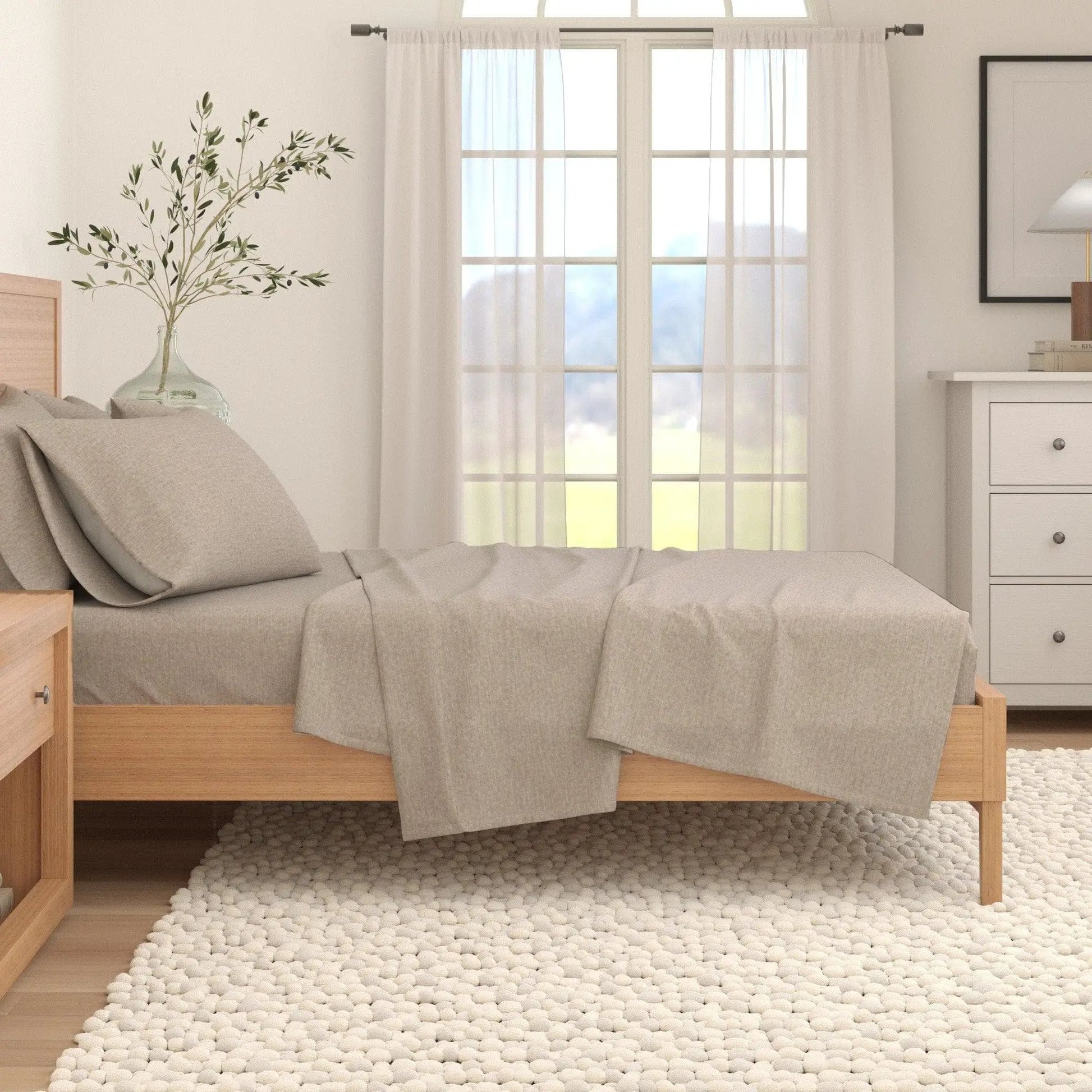Heathered Solid Cotton Blend Flannel Sheet Set - Anders Collection from PriceLows™