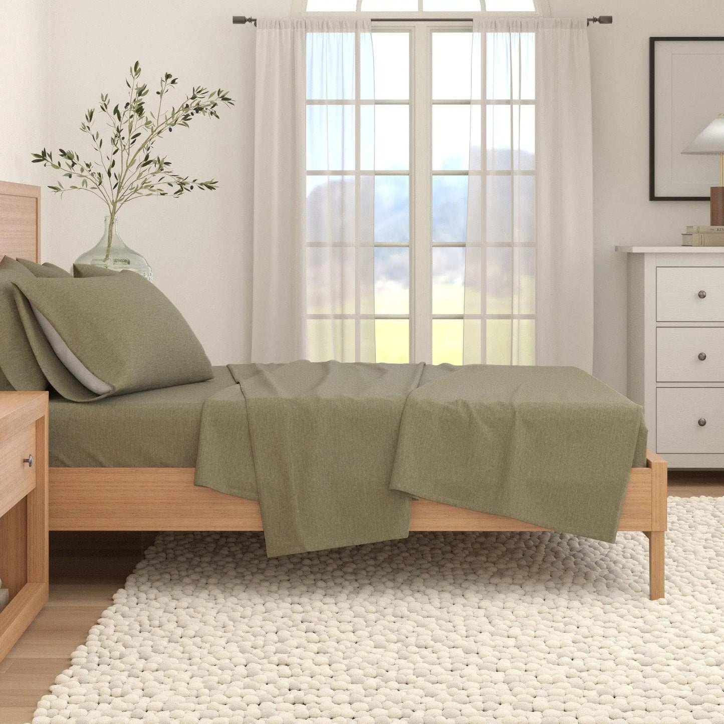 Heathered Solid Cotton Blend Flannel Sheet Set - Anders Collection from PriceLows™