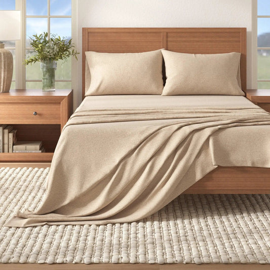 Heathered Solid Cotton Blend Flannel Sheet Set - Anders Collection from PriceLows™