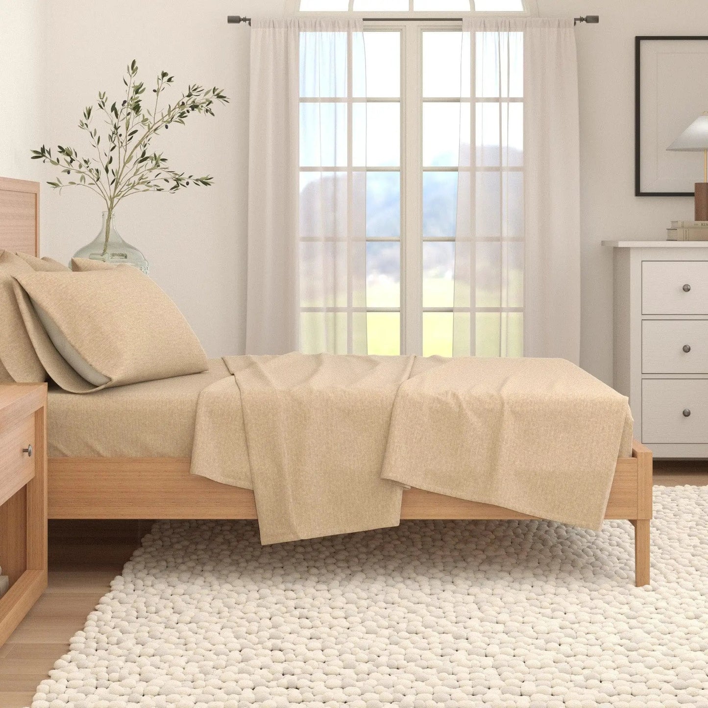 Heathered Solid Cotton Blend Flannel Sheet Set - Anders Collection from PriceLows™