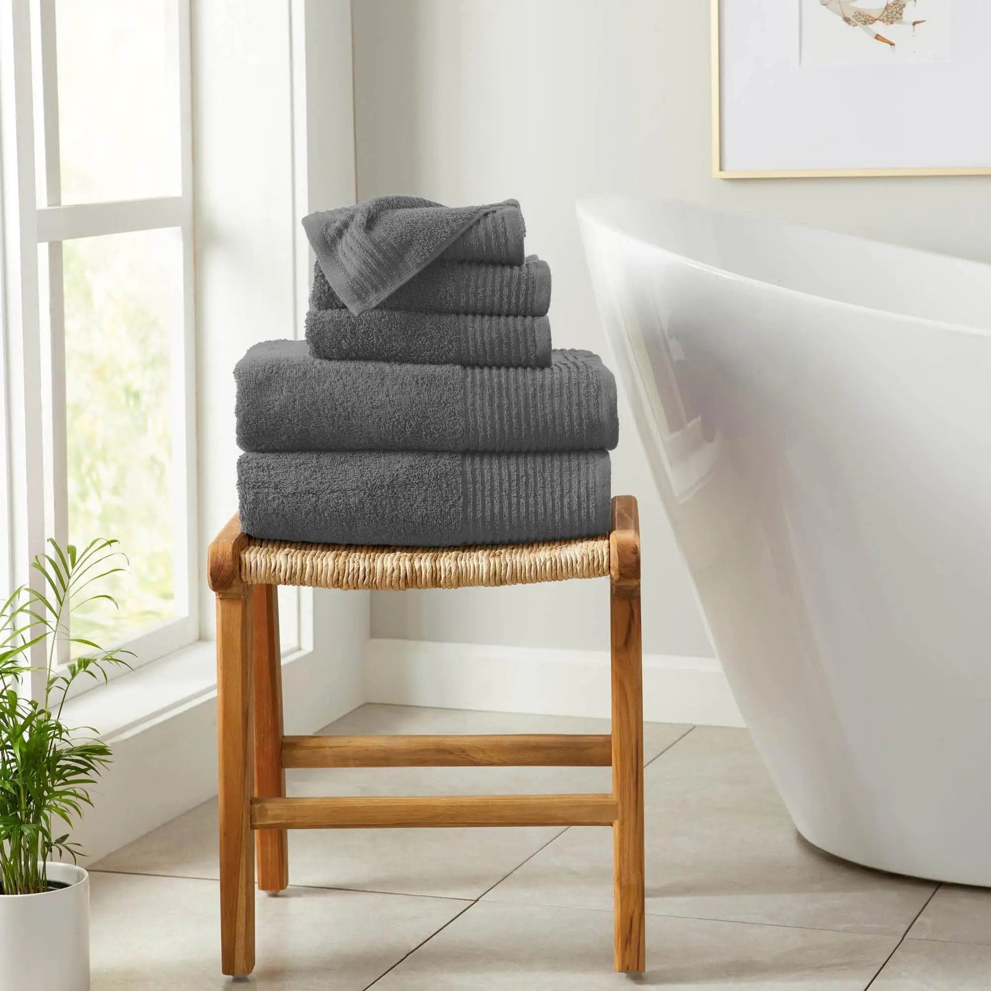 6 Piece Set Cotton Bath Towels - Kasper Collection from PriceLows™