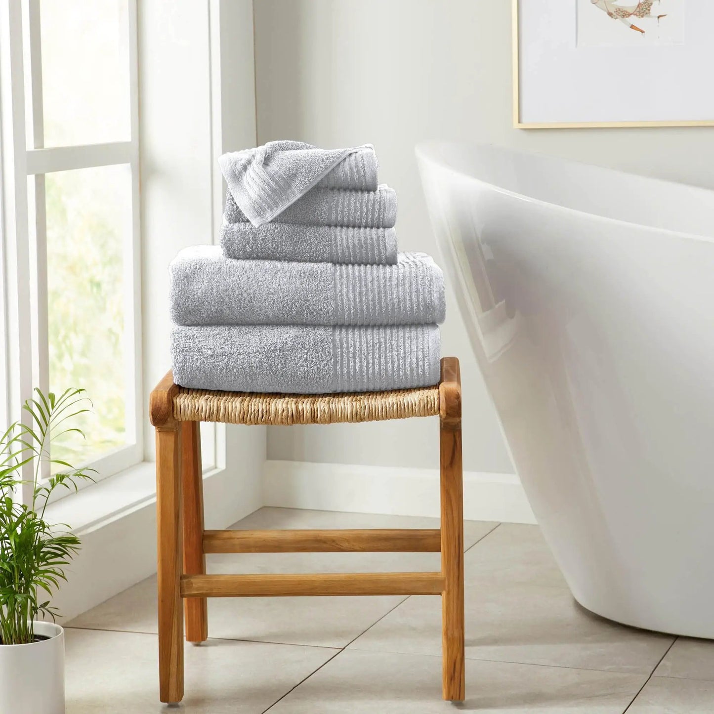 6 Piece Set Cotton Bath Towels - Kasper Collection from PriceLows™
