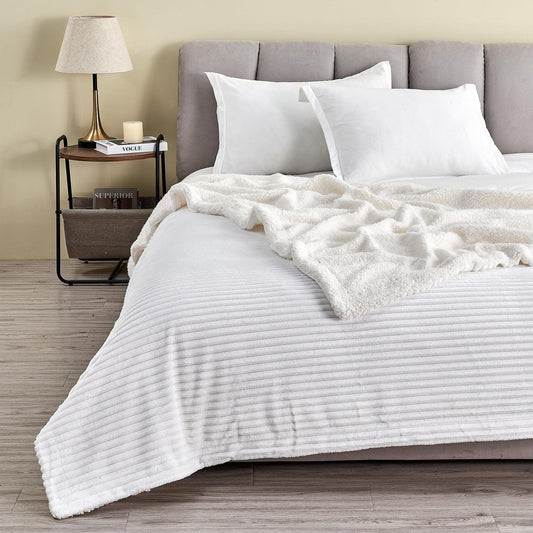 Ribbed Sherpa Throw Blanket - Corduroy Collection from PriceLows™