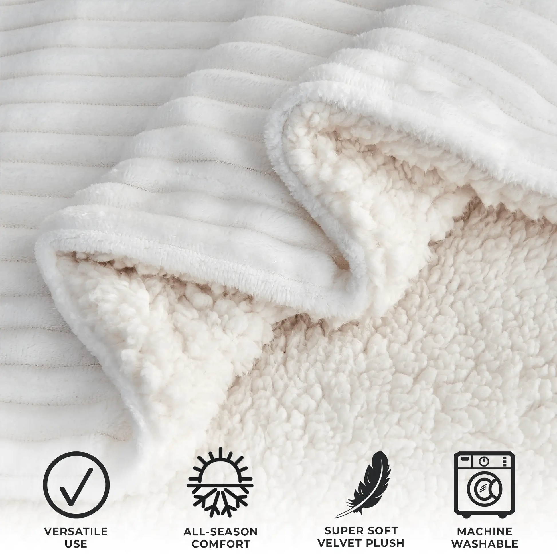 Ribbed Sherpa Throw Blanket - Corduroy Collection from PriceLows™