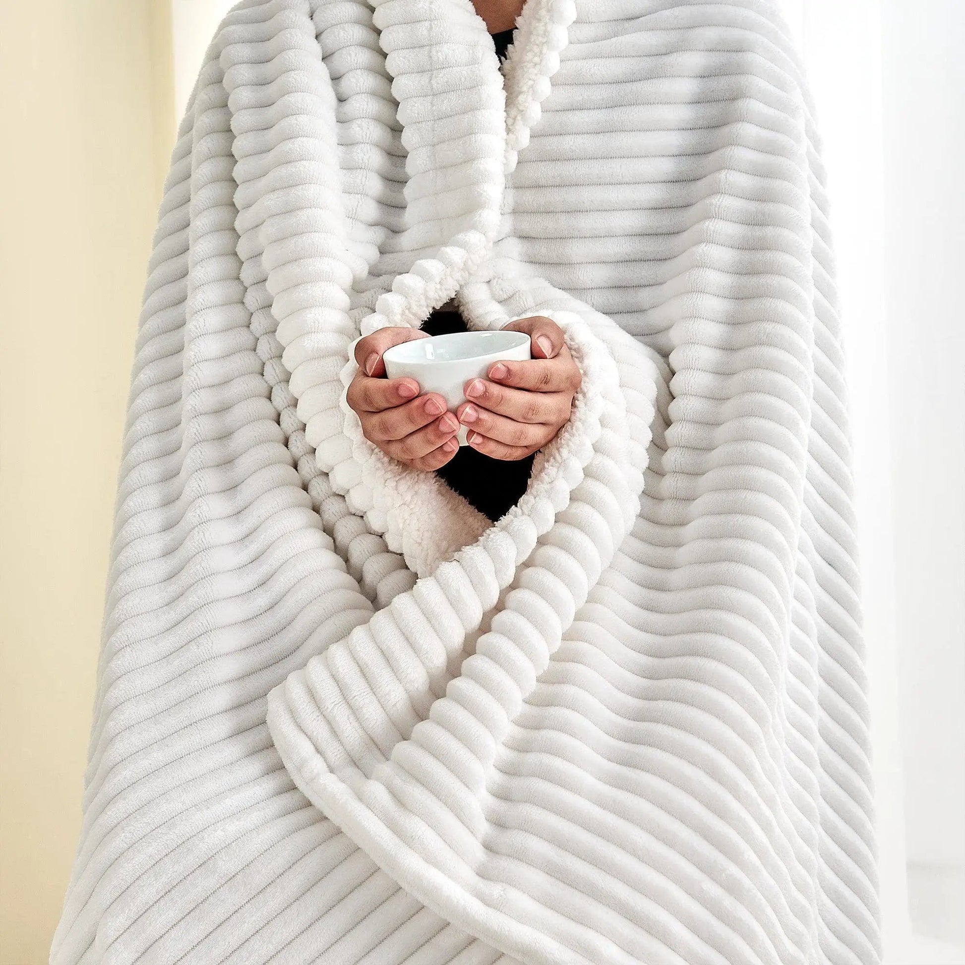 Ribbed Sherpa Throw Blanket - Corduroy Collection from PriceLows™
