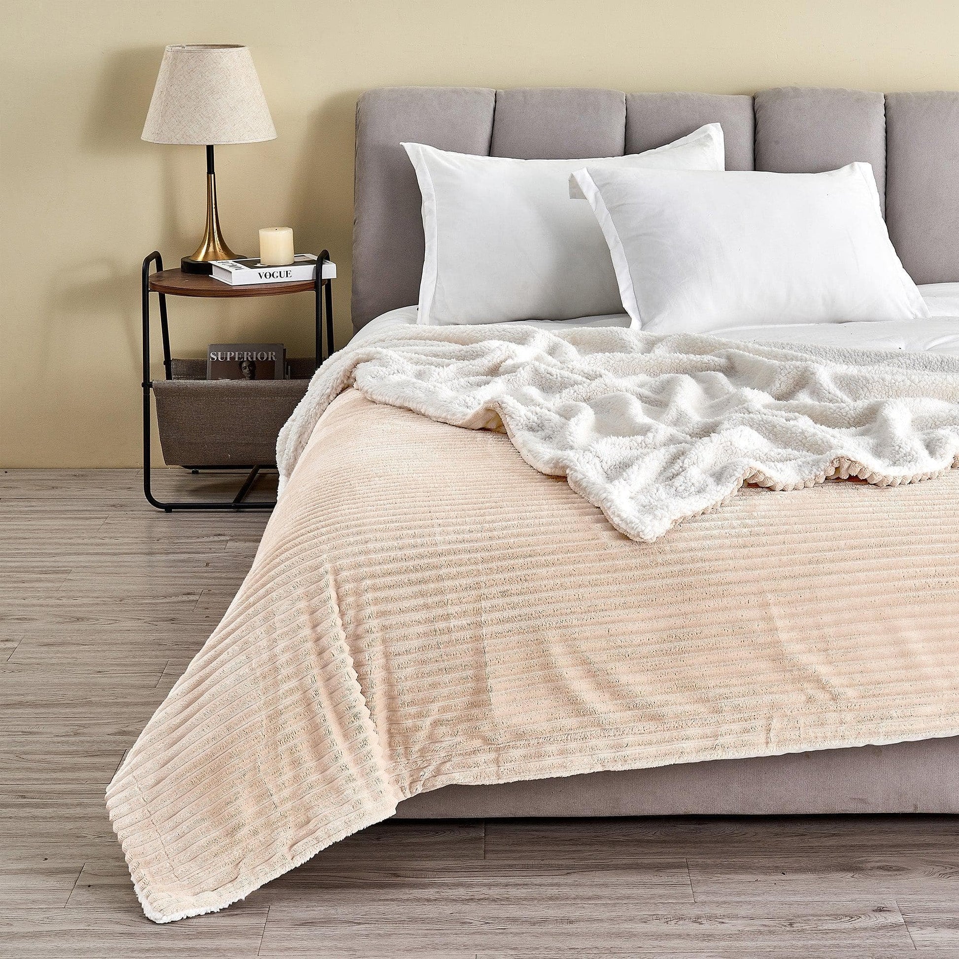 Ribbed Sherpa Throw Blanket - Corduroy Collection from PriceLows™
