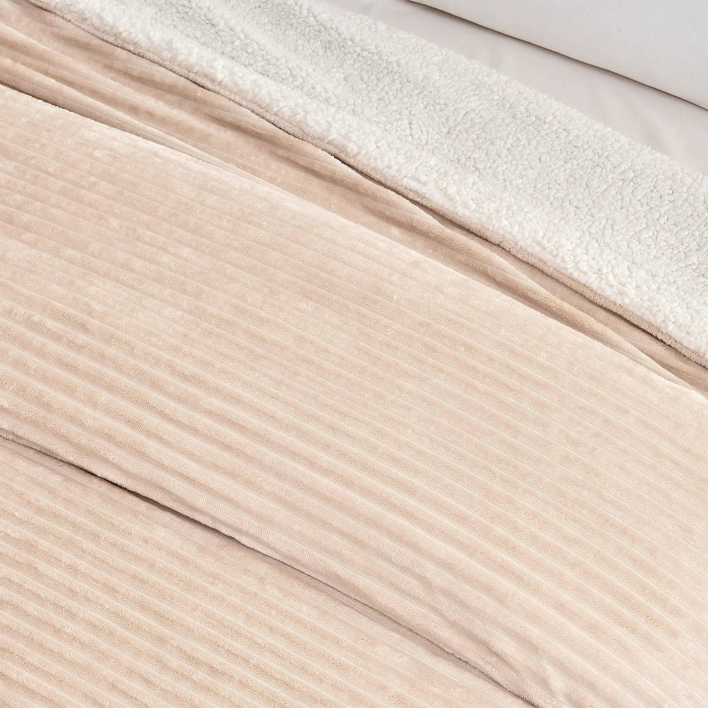 Ribbed Sherpa Throw Blanket - Corduroy Collection from PriceLows™