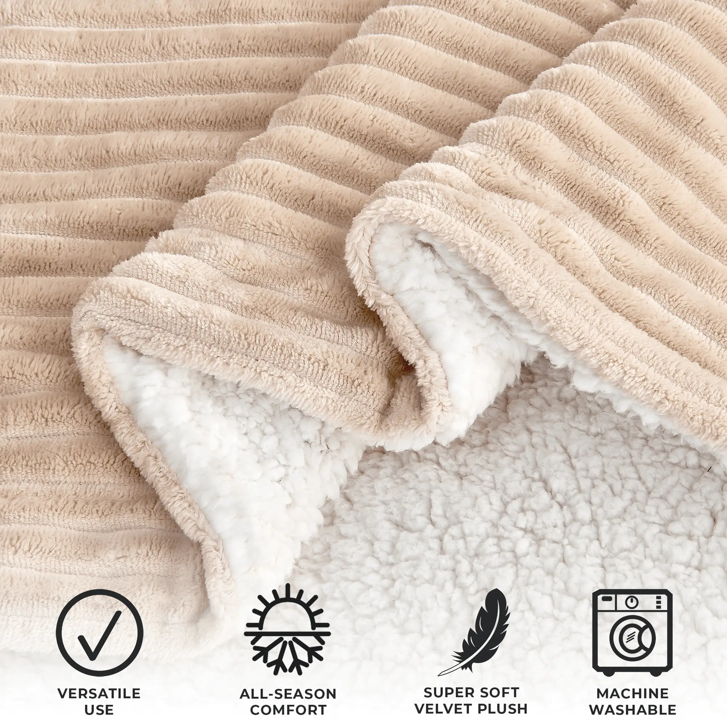 Ribbed Sherpa Throw Blanket - Corduroy Collection from PriceLows™