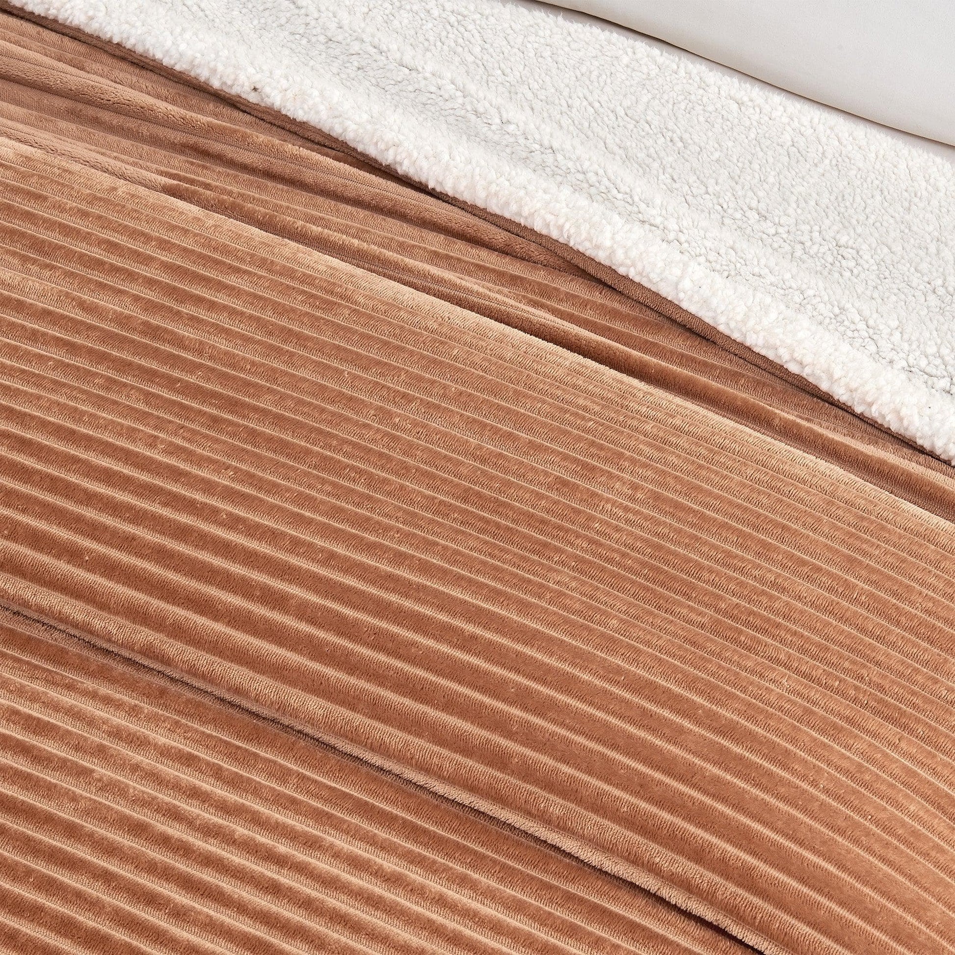 Ribbed Sherpa Throw Blanket - Corduroy Collection from PriceLows™