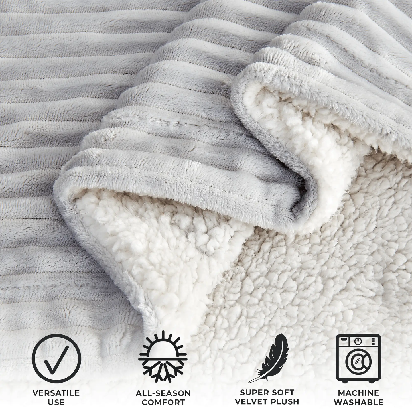 Ribbed Sherpa Throw Blanket - Corduroy Collection from PriceLows™