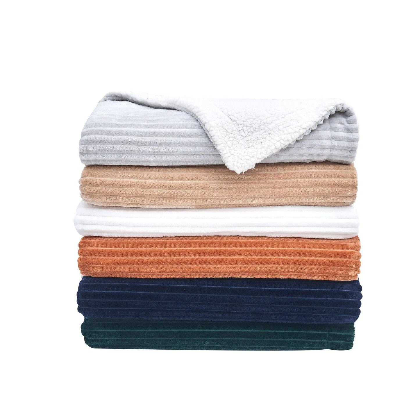 Ribbed Sherpa Throw Blanket - Corduroy Collection from PriceLows™