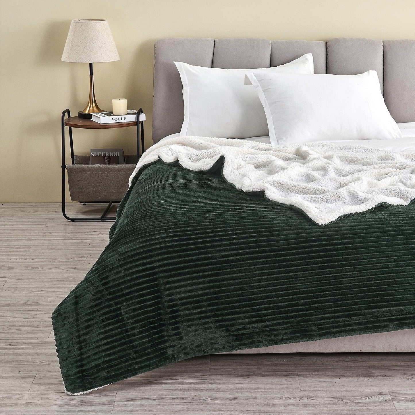 Ribbed Sherpa Throw Blanket - Corduroy Collection from PriceLows™